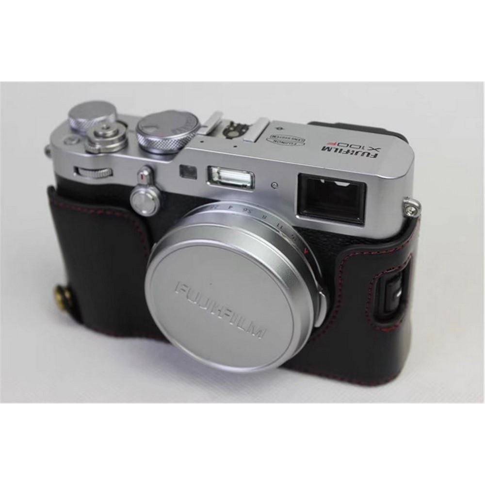 PU Leather Half Camera Case for Fujifilm X100F - Black-3