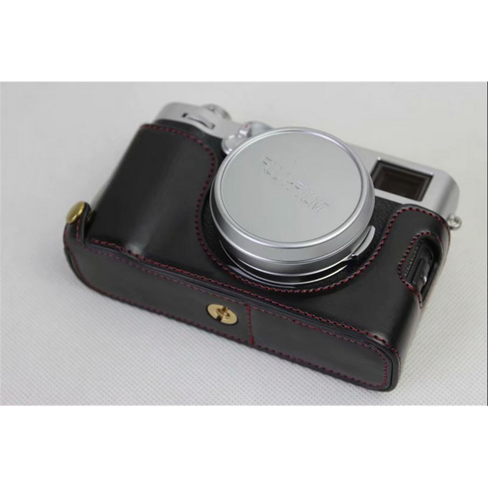 PU Leather Half Camera Case for Fujifilm X100F - Black-5