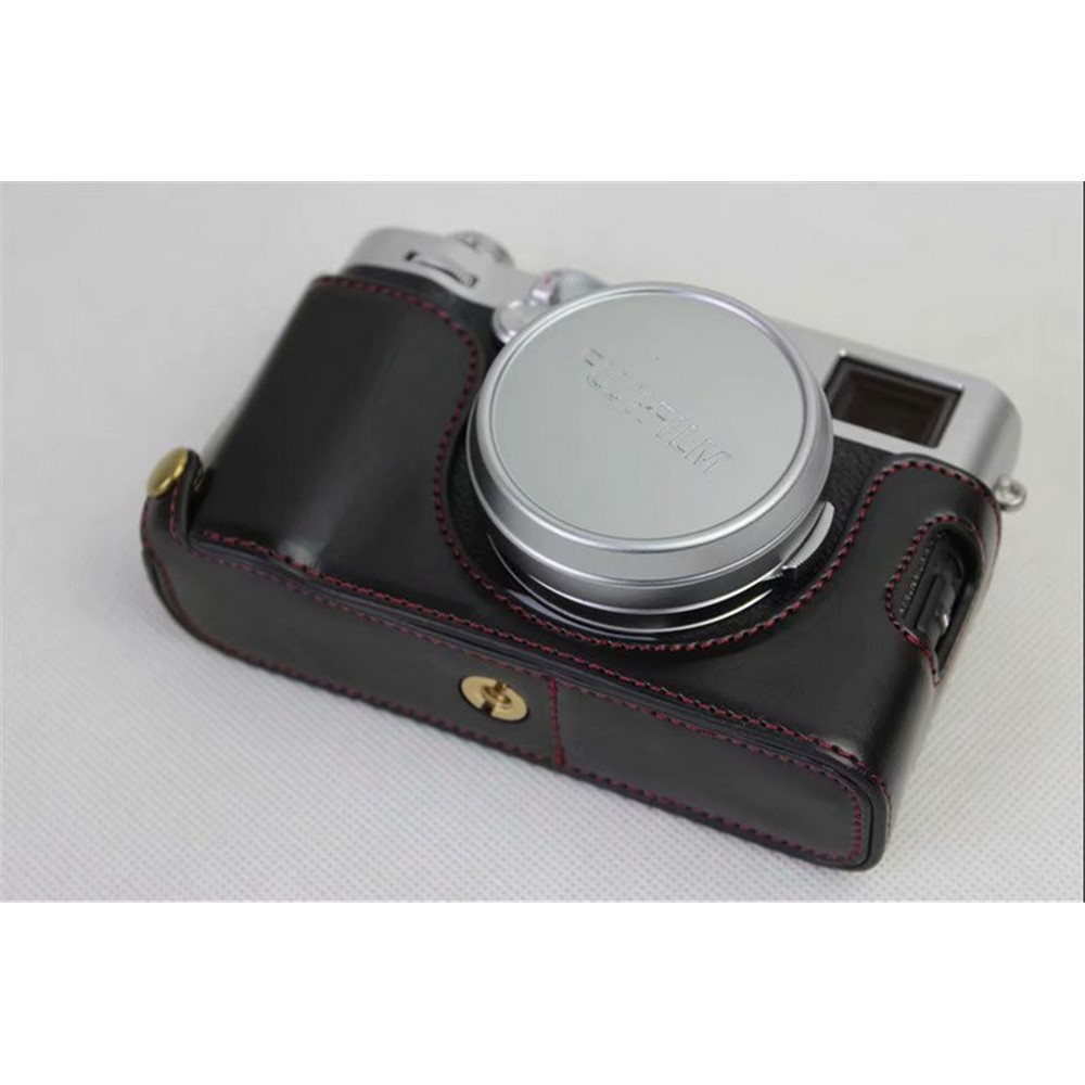 pu en Cuir Demi-caméra Pour Fujifilm X100f - le Noir