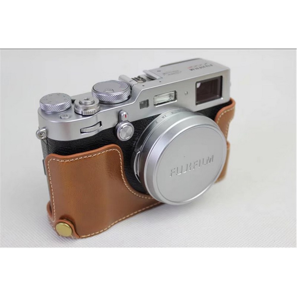 PU Leather Half Camera Protection Cover for Fujifilm X100F - Brown-2