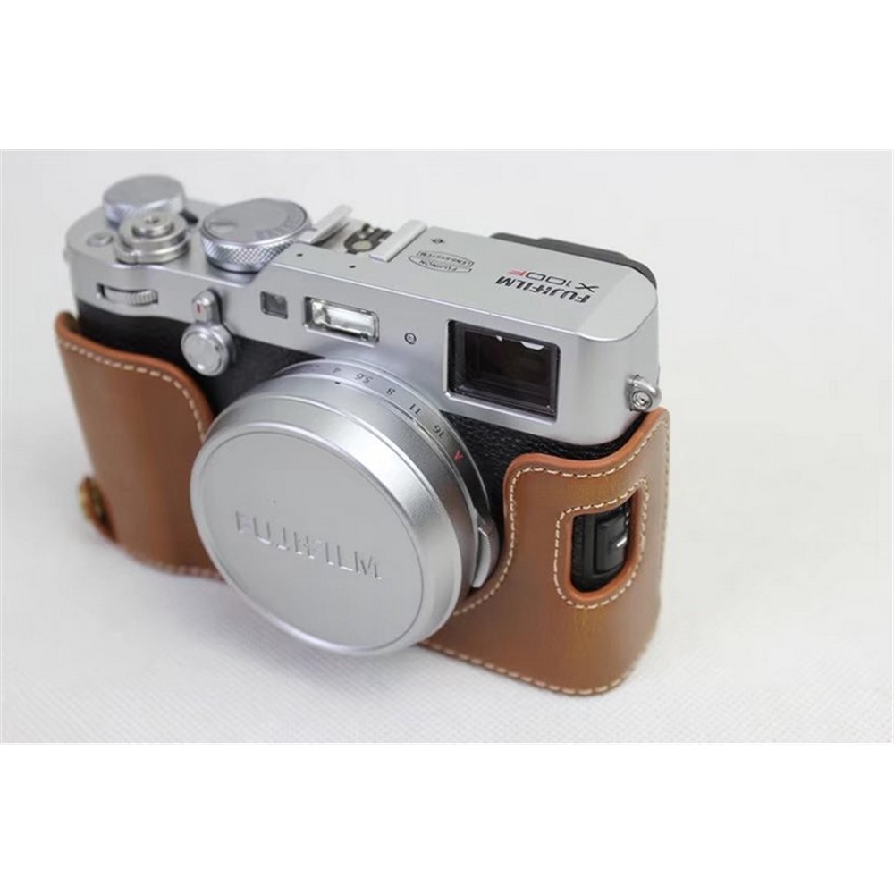 PU Leather Half Camera Protection Cover for Fujifilm X100F - Brown-3
