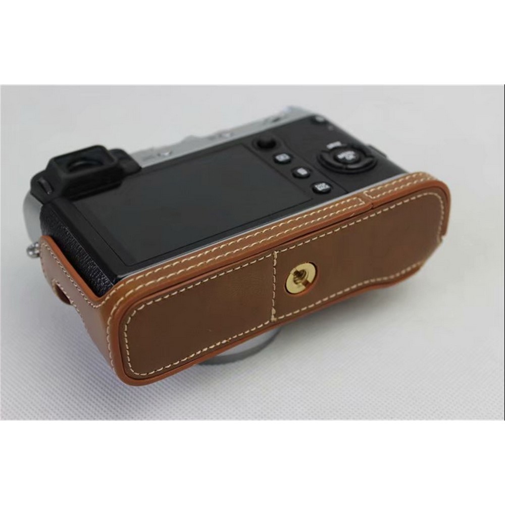 PU Leather Half Camera Protection Cover for Fujifilm X100F - Brown-5