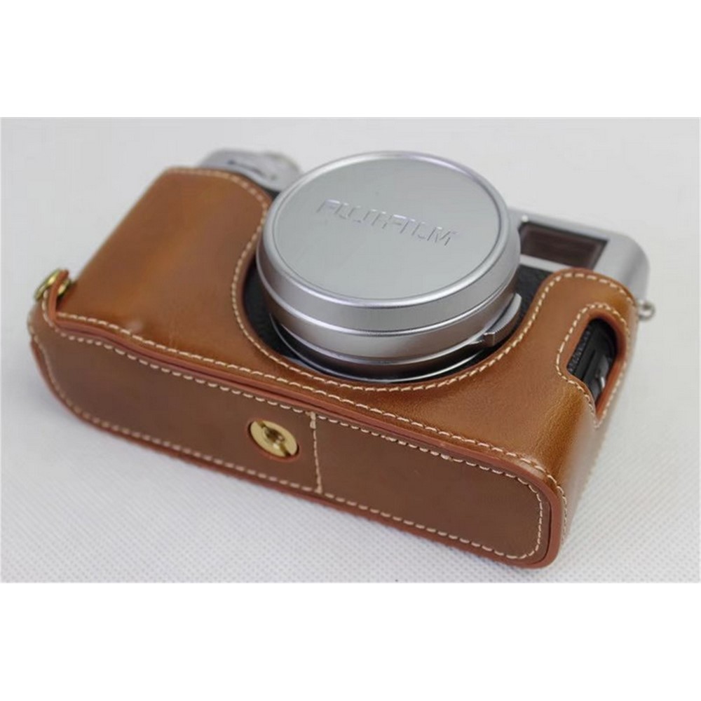 PU Leather Half Camera Protection Cover for Fujifilm X100F - Brown-7