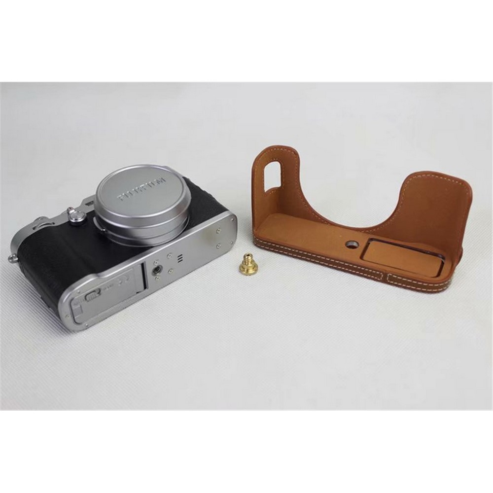 PU Leather Half Camera Protection Cover for Fujifilm X100F - Brown-9