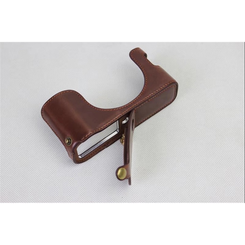 PU Leather Half Camera Protective Shell for Fujifilm X100F - Coffee-10