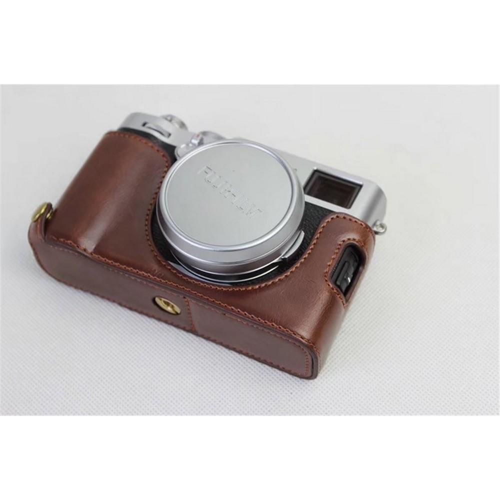 PU Leather Half Camera Protective Shell for Fujifilm X100F - Coffee-3