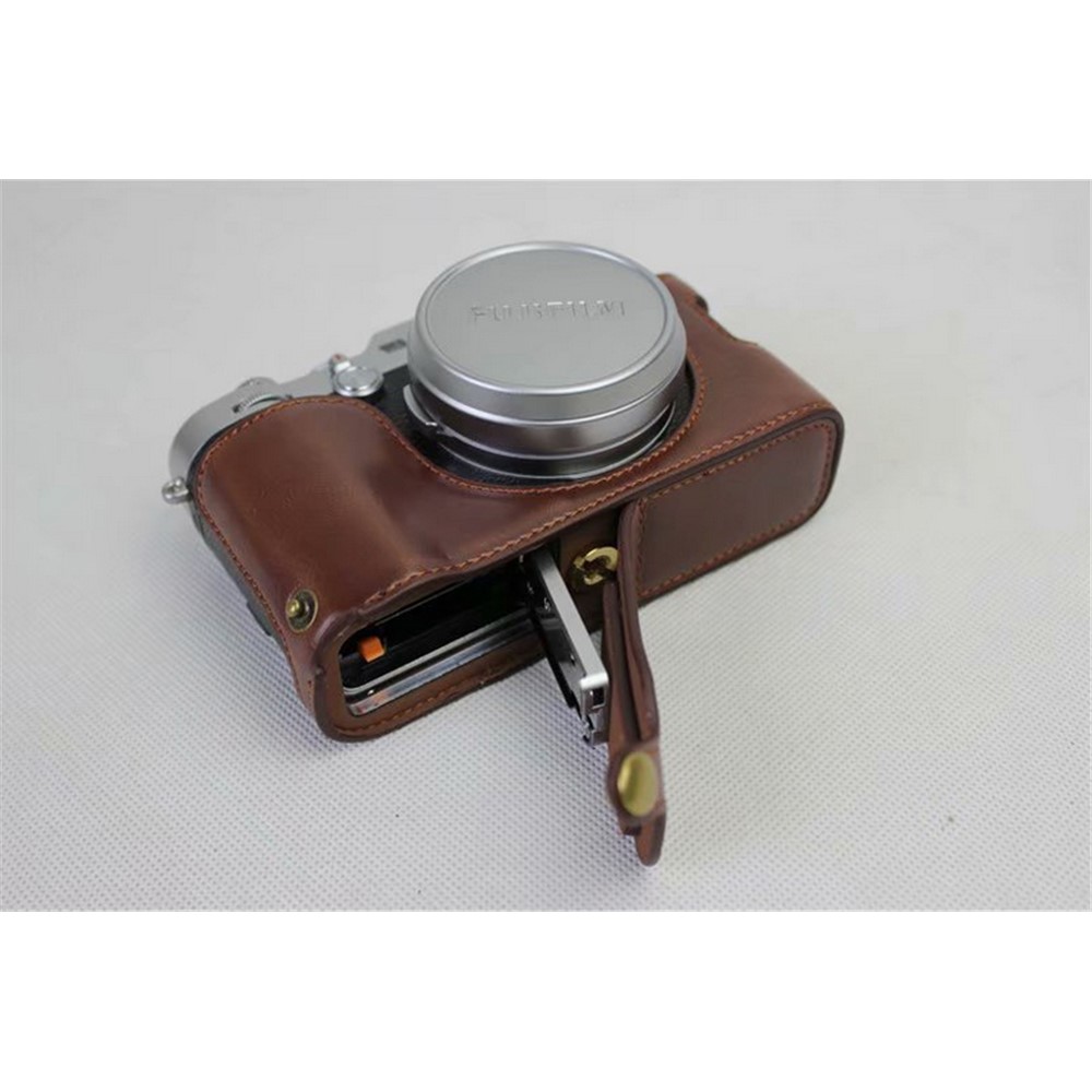 PU Leather Half Camera Protective Shell for Fujifilm X100F - Coffee-7
