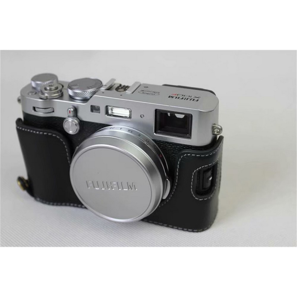 Genuine Leather Half Camera Protection Case Bag for Fujifilm X100F - Black-3
