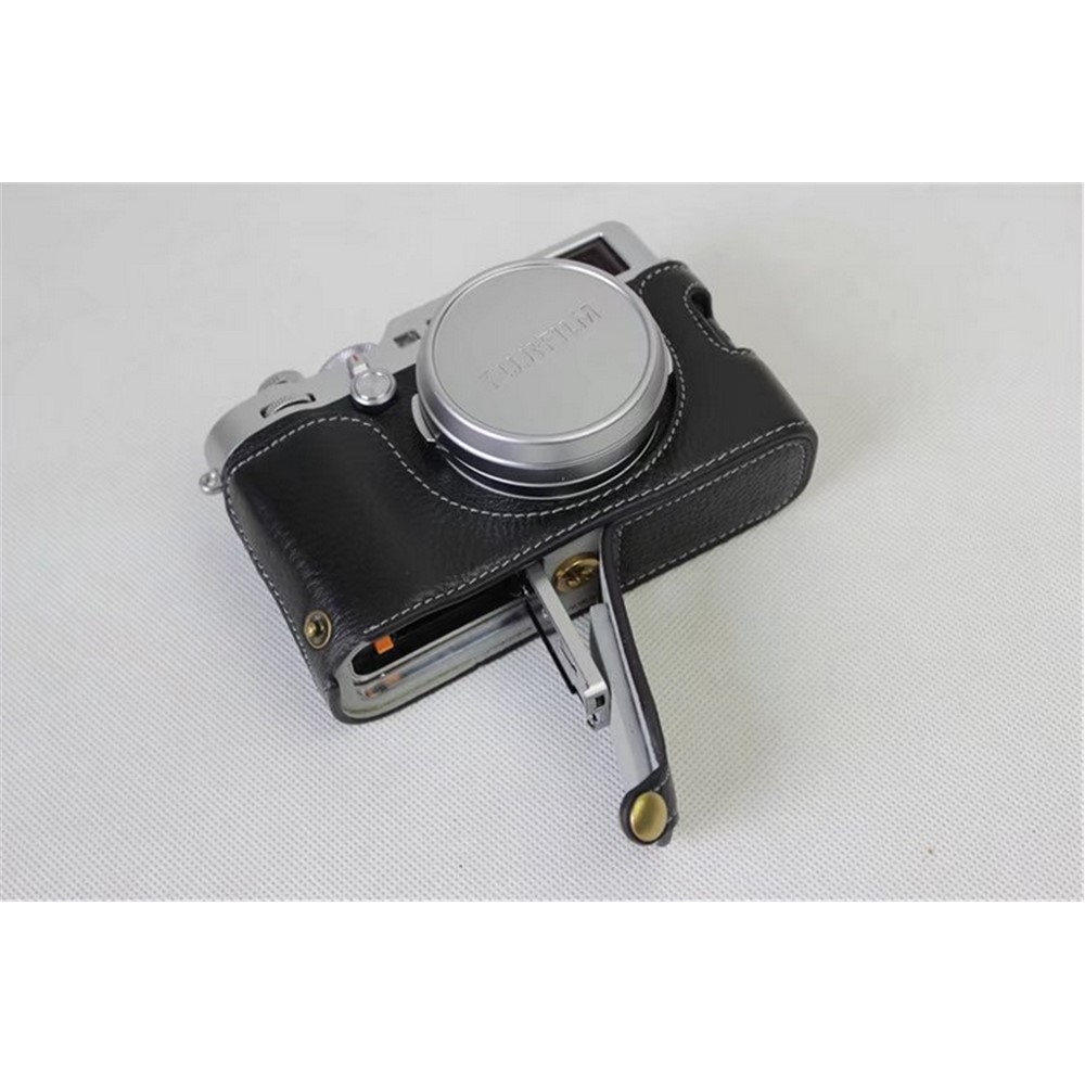 Genuine Leather Half Camera Protection Case Bag for Fujifilm X100F - Black-6