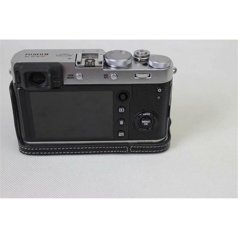 Genuine Leather Half Camera Protection Case Bag for Fujifilm X100F - Black-8
