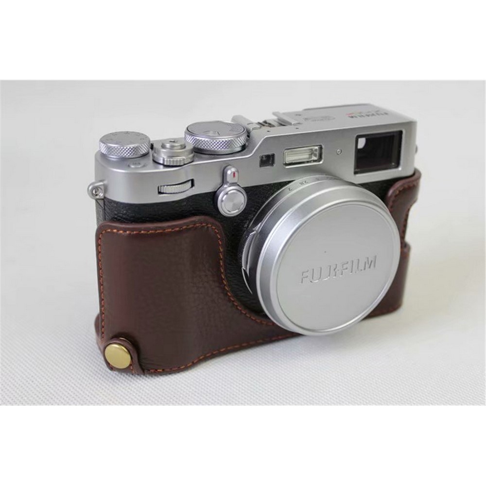 Genuine Leather Half Camera Protective Cover Shell for Fujifilm X100F - Coffee-2