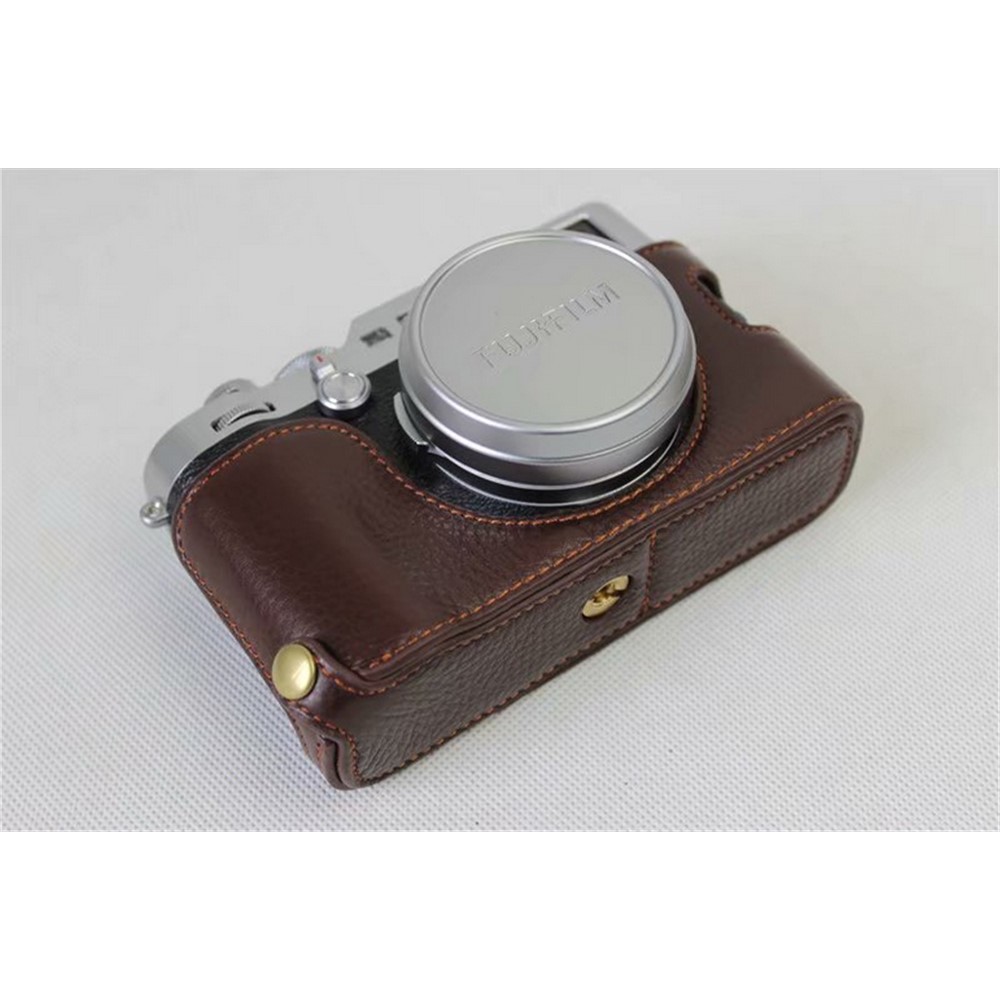 Genuine Leather Half Camera Protective Cover Shell for Fujifilm X100F - Coffee-4