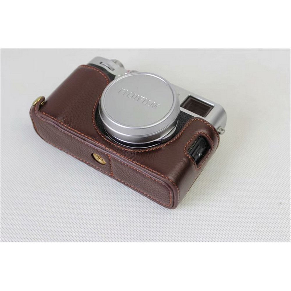 Genuine Leather Half Camera Protective Cover Shell for Fujifilm X100F - Coffee-5