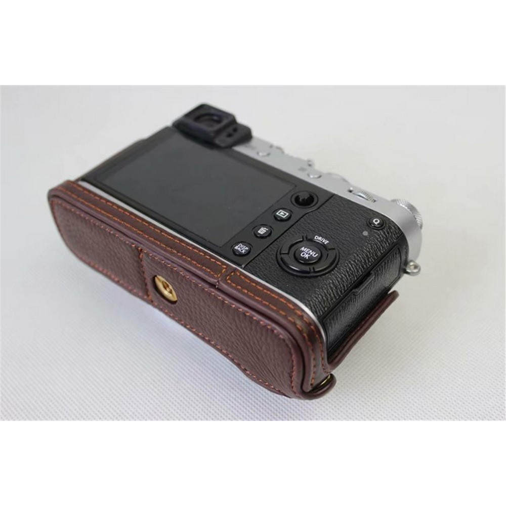 Genuine Leather Half Camera Protective Cover Shell for Fujifilm X100F - Coffee-7