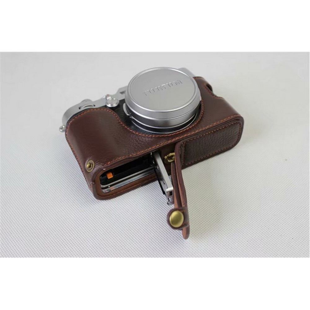 Genuine Leather Half Camera Protective Cover Shell for Fujifilm X100F - Coffee-8