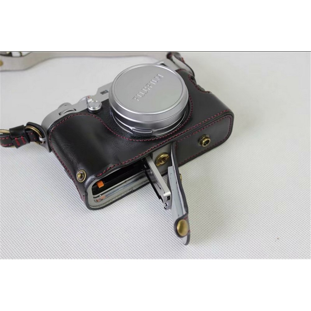 PU Leather Camera Protective Case + Strap + Camera Lens Bag for Fujifilm X100F - Black-6