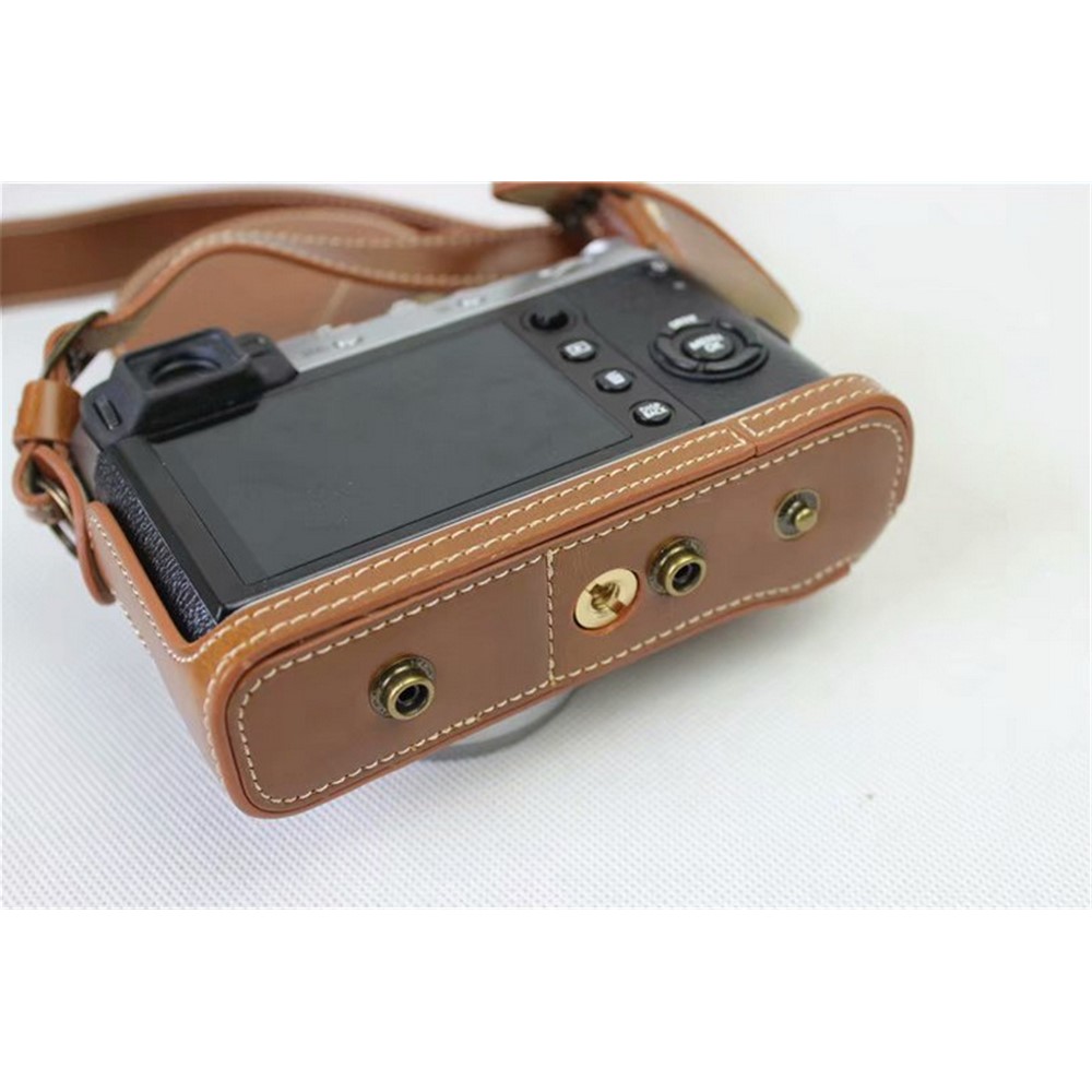 PU Leather Camera Protection Cover Bag + Strap + Camera Lens Bag for Fujifilm X100F - Brown-10