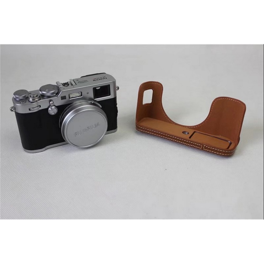 PU Leather Camera Protection Cover Bag + Strap + Camera Lens Bag for Fujifilm X100F - Brown-11