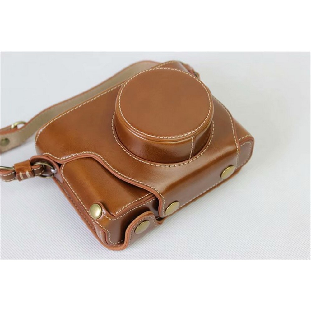 PU Leather Camera Protection Cover Bag + Strap + Camera Lens Bag for Fujifilm X100F - Brown-2