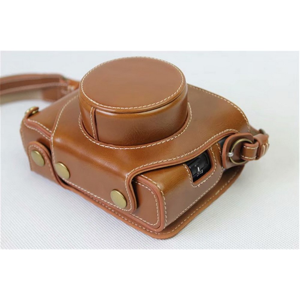PU Leather Camera Protection Cover Bag + Strap + Camera Lens Bag for Fujifilm X100F - Brown-4
