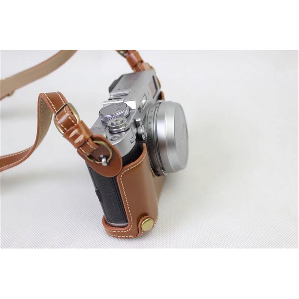 PU Leather Camera Protection Cover Bag + Strap + Camera Lens Bag for Fujifilm X100F - Brown-8