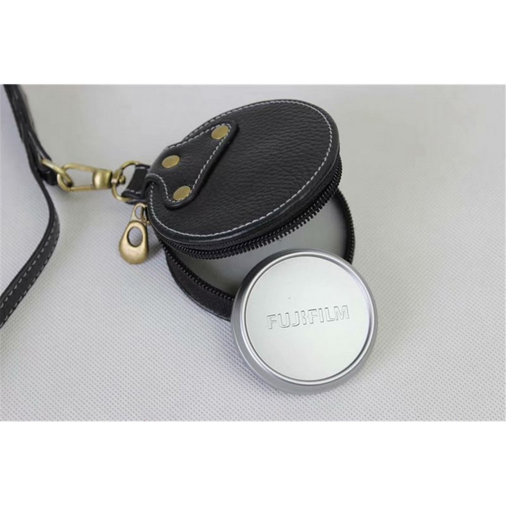 Genuine Leather Camera Protective Case Bag + Strap + Camera Lens Bag for Fujifilm X100F - Black-15