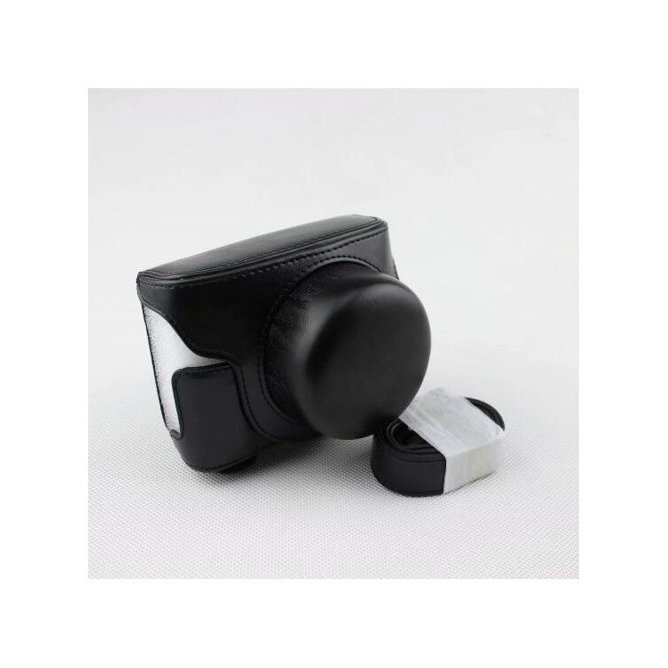 Black - PU Leather Camera Protective Case + Strap for Panasonic GF7/GF8/GF9/GF10-1