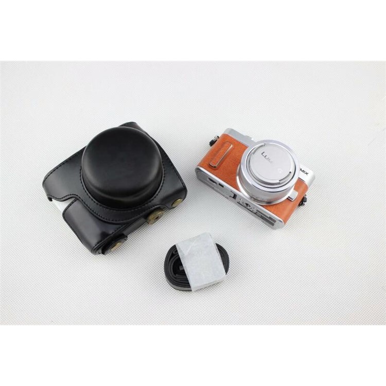 Black - PU Leather Camera Protective Case + Strap for Panasonic GF7/GF8/GF9/GF10-2