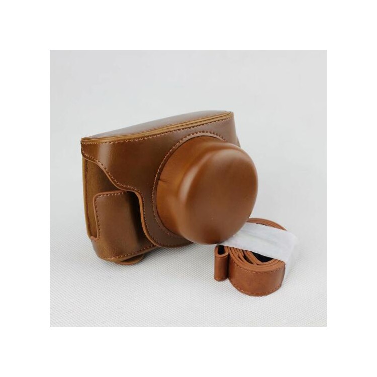 Brown - PU Leather Camera Protection Pouch + Strap for Panasonic GF7/GF8/GF9/GF10-1