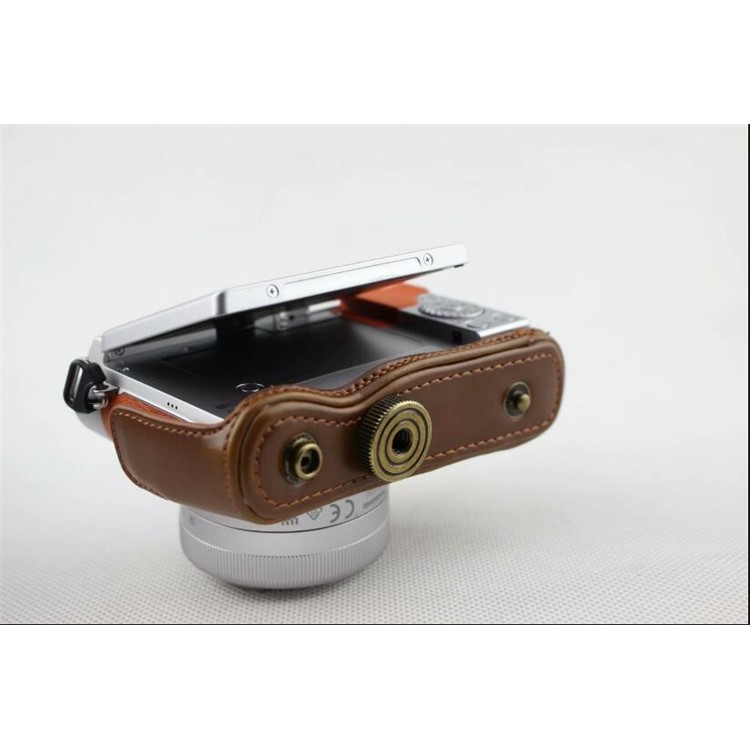 Brown - PU Leather Camera Protection Pouch + Strap for Panasonic GF7/GF8/GF9/GF10-4