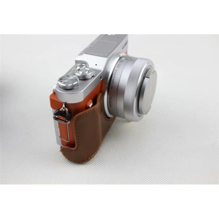 Brown - PU Leather Camera Protection Pouch + Strap for Panasonic GF7/GF8/GF9/GF10-6