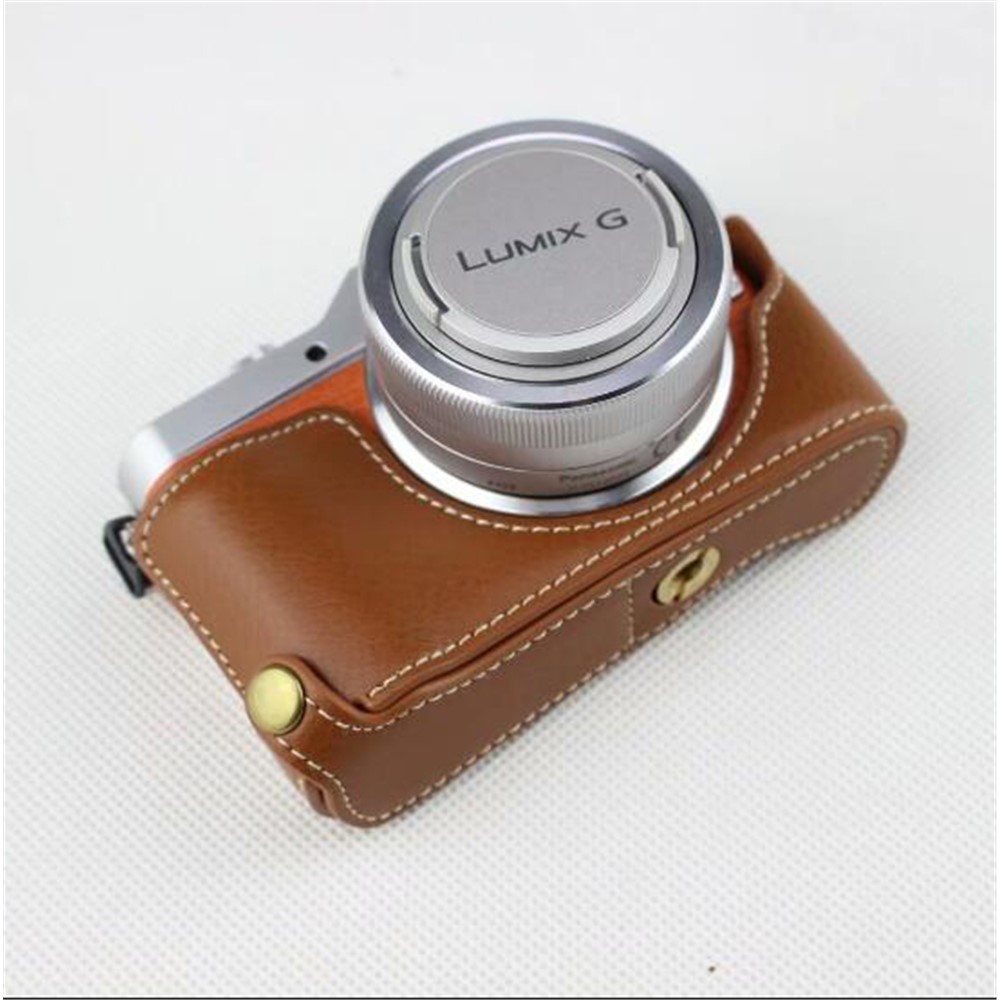 Brown - Genuine Leather Half Camera Protection Case for Panasonic GF7/GF8/GF9/GF10-1