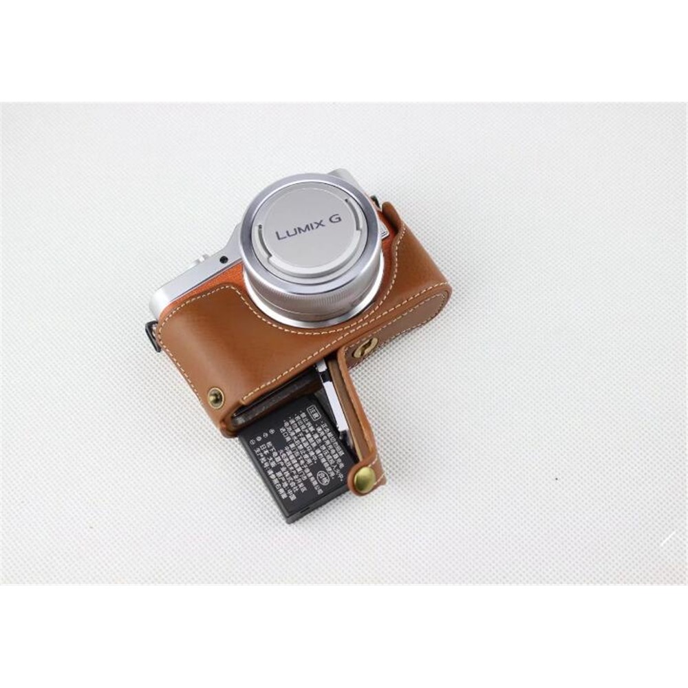 Brown - Genuine Leather Half Camera Protection Case for Panasonic GF7/GF8/GF9/GF10-4