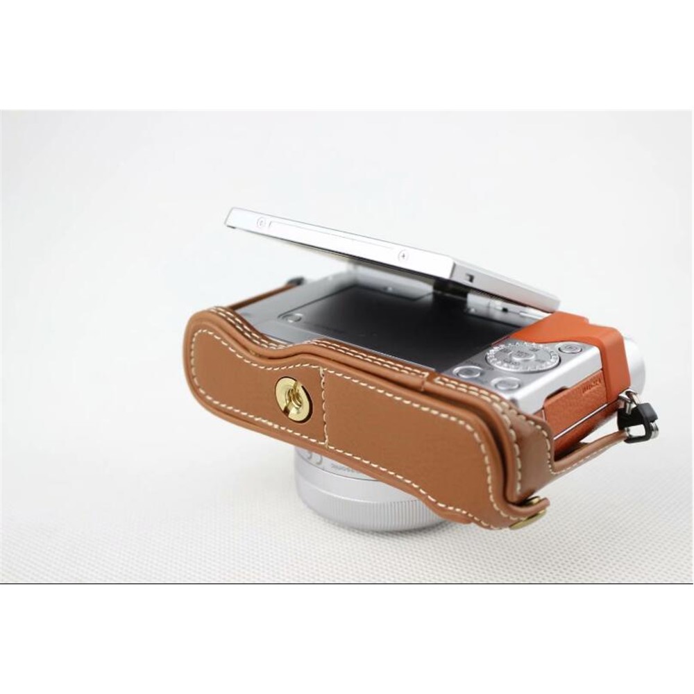 Brown - Genuine Leather Half Camera Protection Case for Panasonic GF7/GF8/GF9/GF10-5