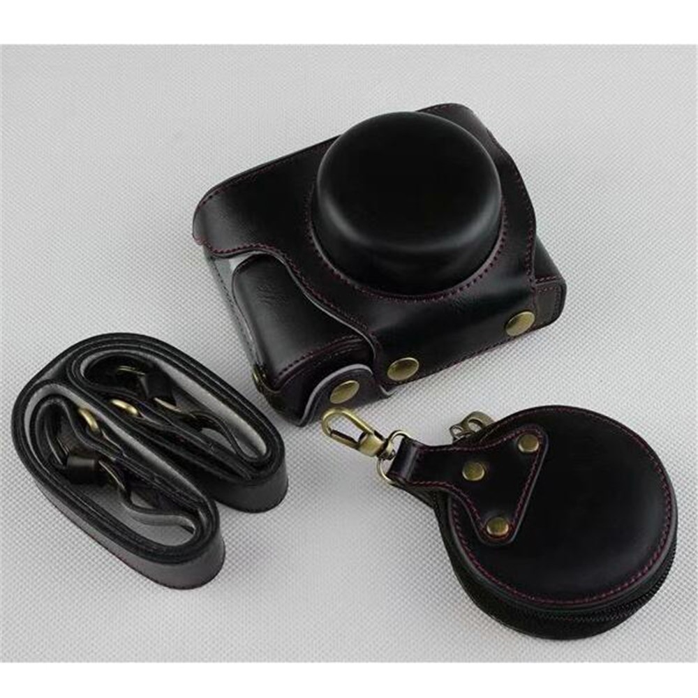 Black - PU Leather Half Camera Case Bag Protector for Olympus E-PL9 EPL9 Camera-1