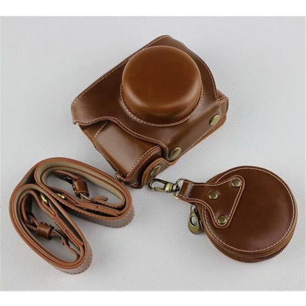 Brown - PU Leather Half Camera Case Bag Protector for Olympus E-PL9 EPL9 Camera-1