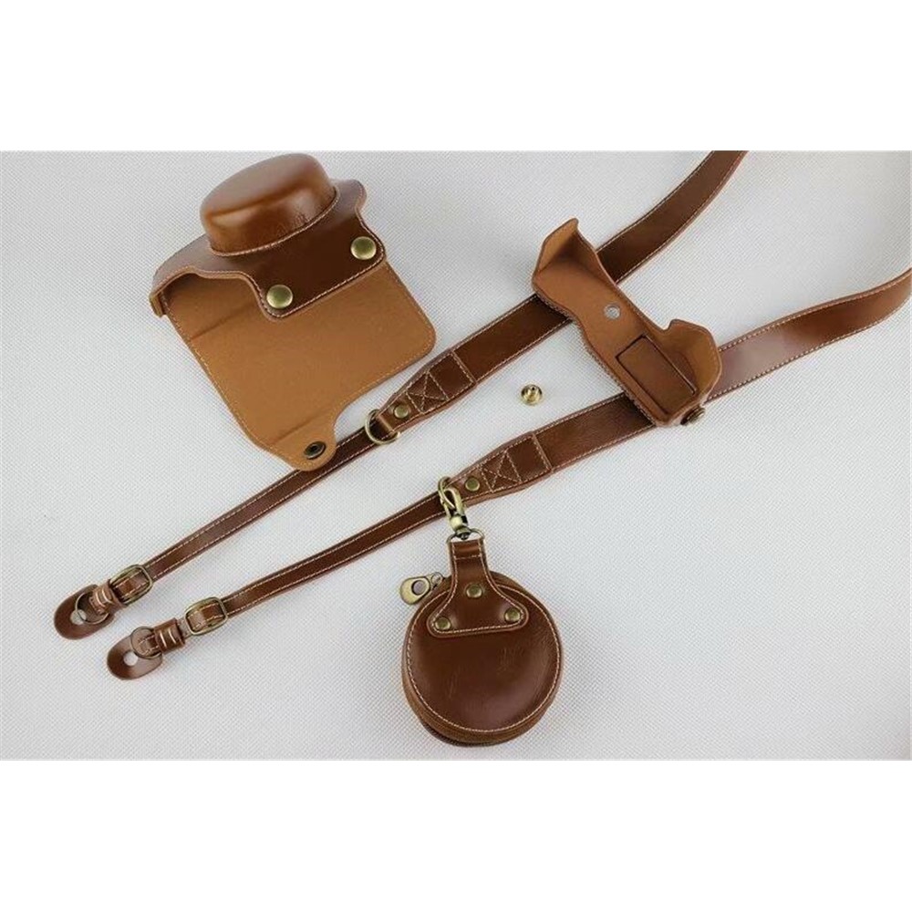 Brown - PU Leather Half Camera Case Bag Protector for Olympus E-PL9 EPL9 Camera-2