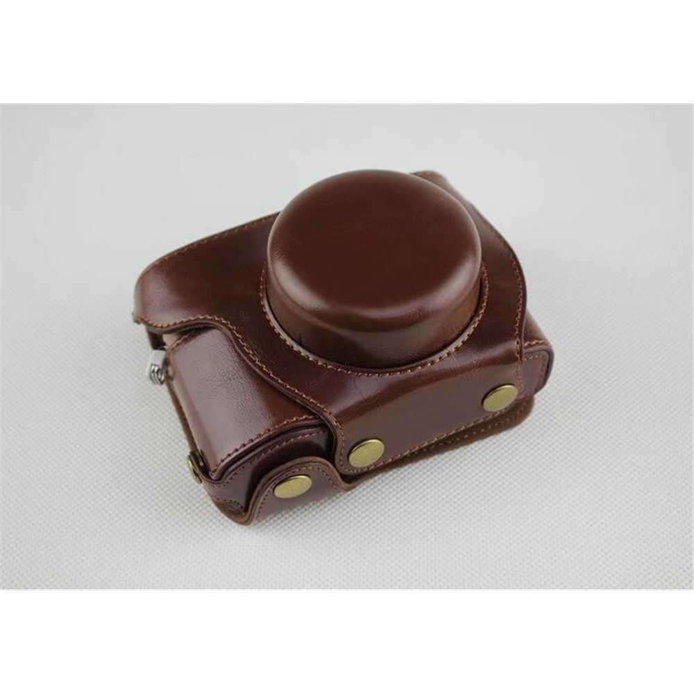 Coffee - PU Leather Half Camera Case Bag Protector for Olympus E-PL9 EPL9 Camera-25