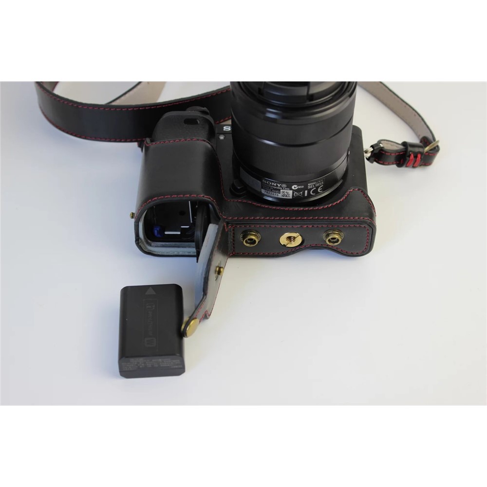 PU Leather Protective Camera Case Bag for SONY ILCE-6000/ILCE-6300/a6000/a6300 18-55mm - Black-18