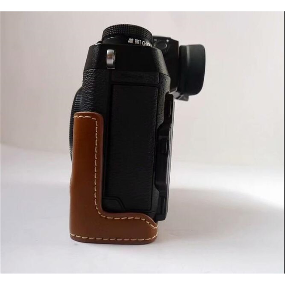 PU Leather Half Bottom Camera Protective Case for Fujifilm X-H1 - Brown-4