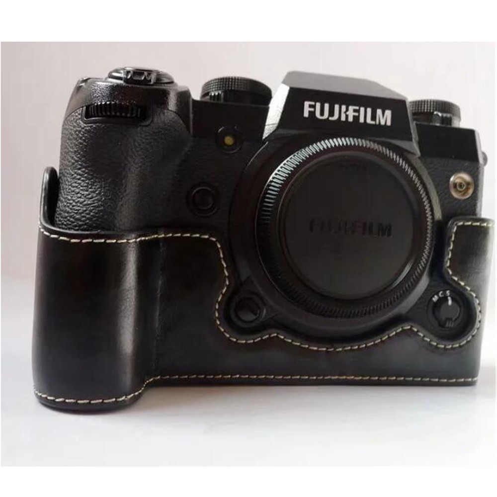 Protective PU Leather Half Bottom Camera Cover for Fujifilm X-H1 - Black-1