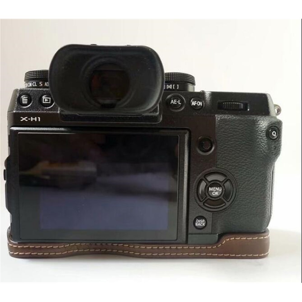 PU Leather Camera Half Bottom Case Protective Shell for Fujifilm X-H1 - Coffee-2