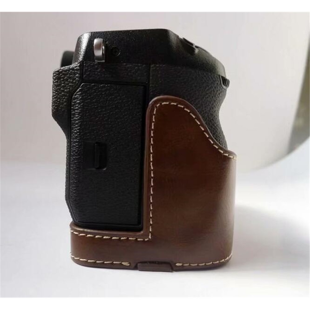 PU Leather Camera Half Bottom Case Protective Shell for Fujifilm X-H1 - Coffee-5