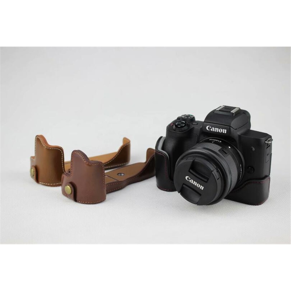 Camera PU Leather Half Case Bottom Shell for Canon EOS M50 - Black-13