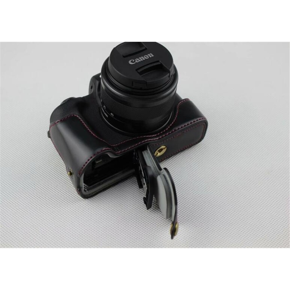 Camera PU Leather Half Case Bottom Shell for Canon EOS M50 - Black-4