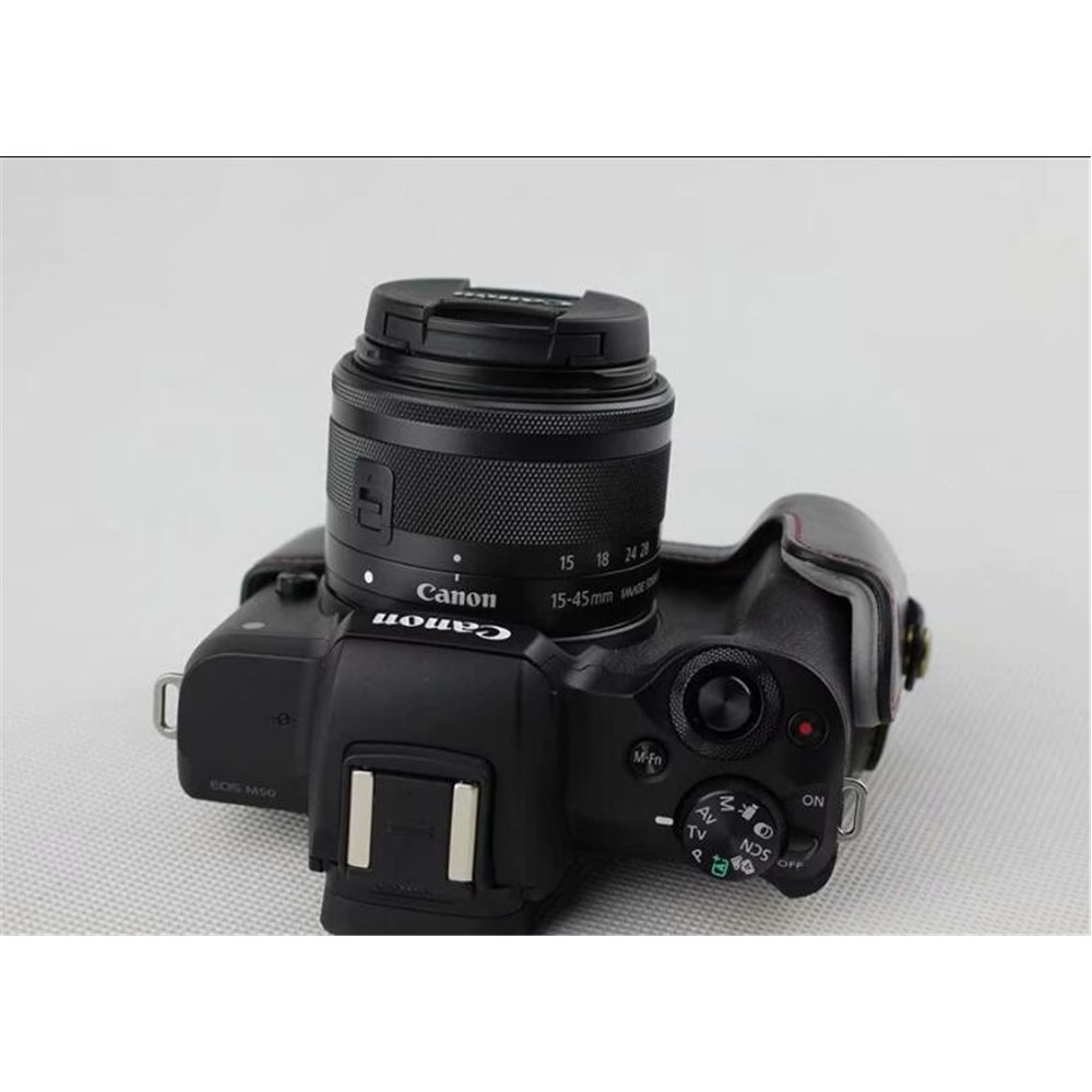 Camera PU Leather Half Case Bottom Shell for Canon EOS M50 - Black-6