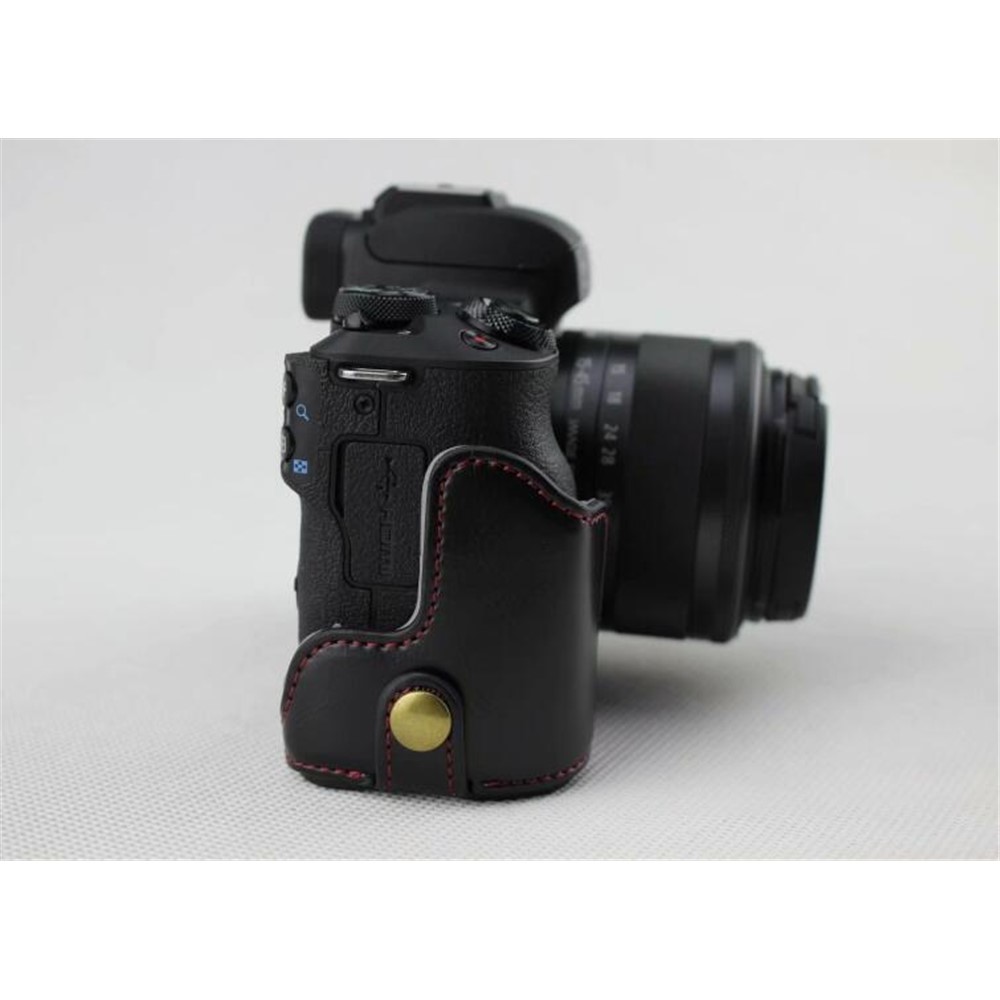 Camera PU Leather Half Case Bottom Shell for Canon EOS M50 - Black-8