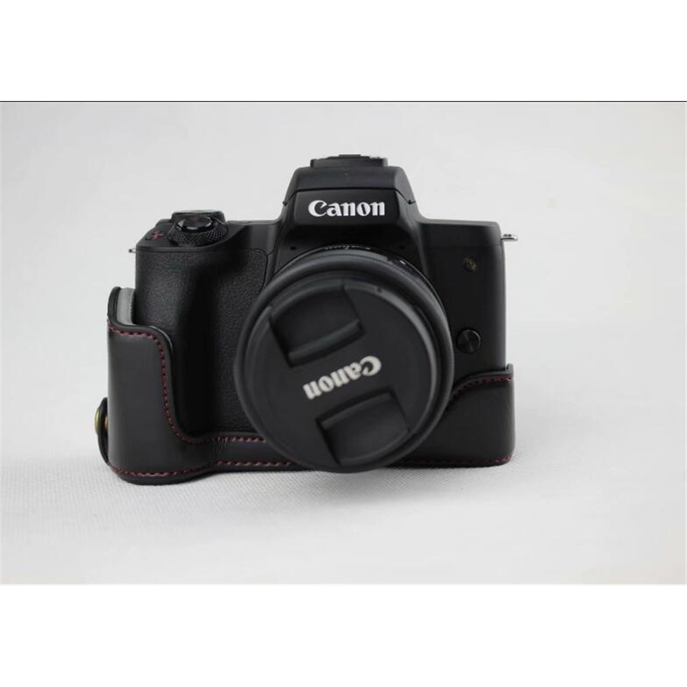 Camera PU Leather Half Case Bottom Shell for Canon EOS M50 - Black-9