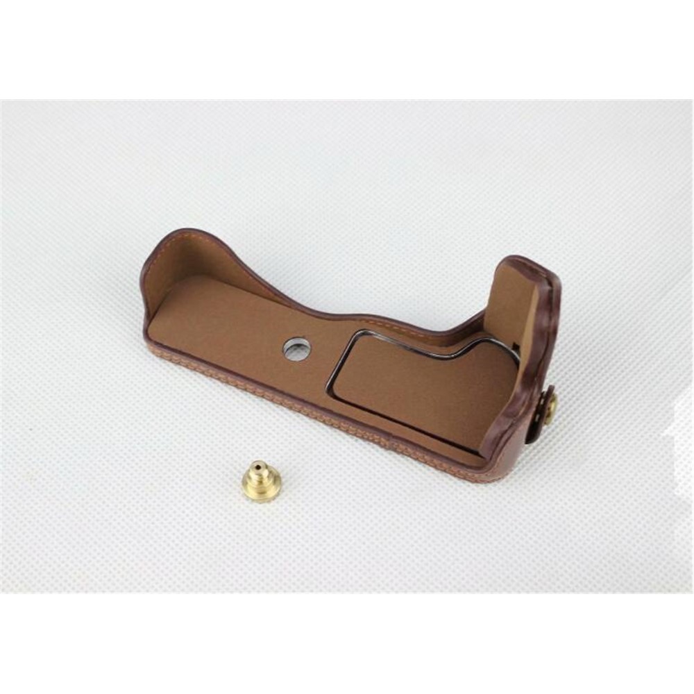 PU Leather Camera Half Case Bottom Mount Cover for Canon EOS M50 - Coffee-12