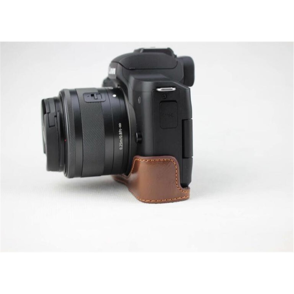 PU Leather Camera Half Case Bottom Mount Cover for Canon EOS M50 - Coffee-8